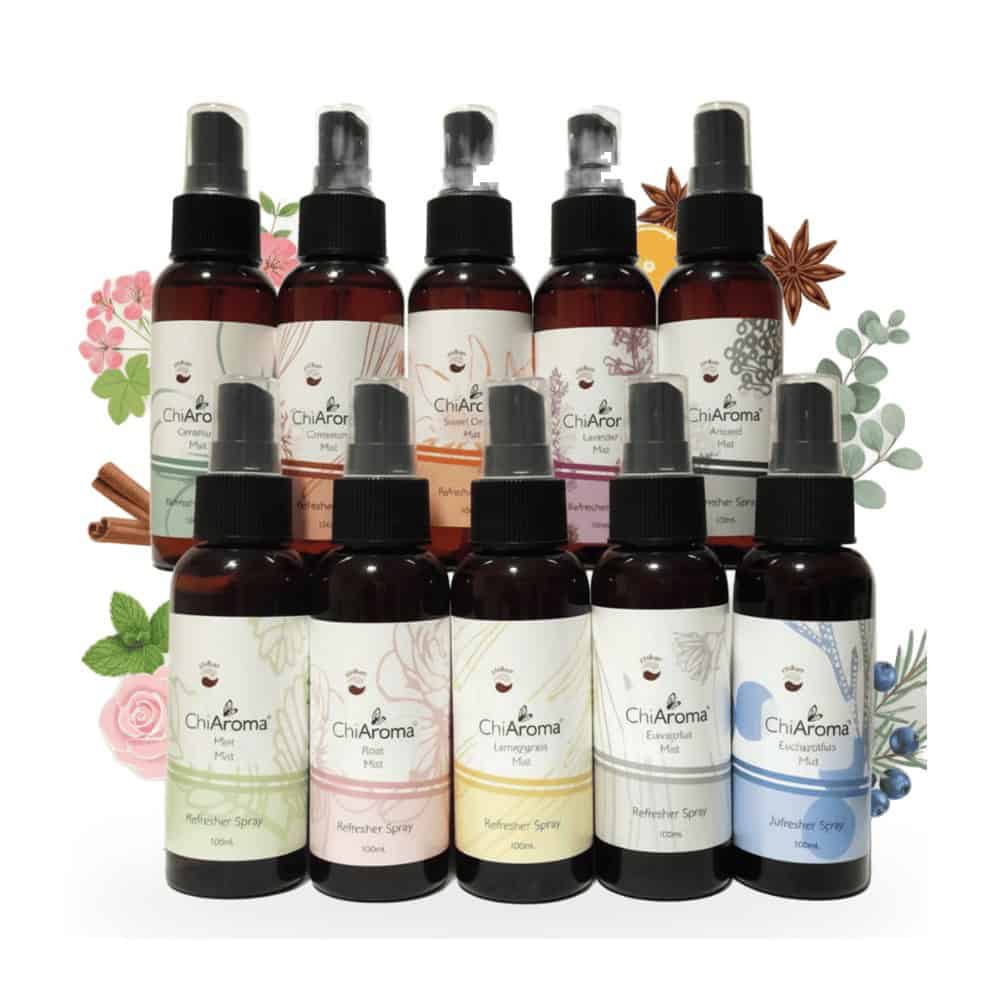 Set of 10 ChiAroma sprays with botanicals