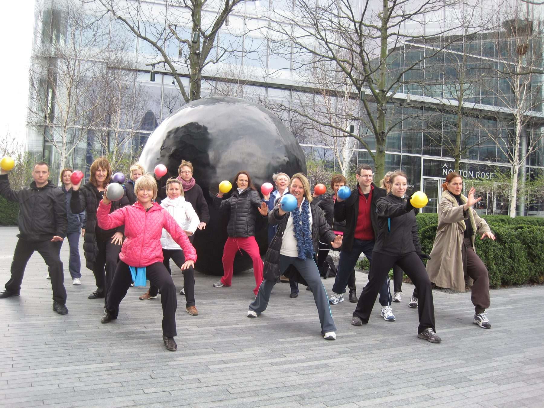 An outdoor ChiBall group class in London
